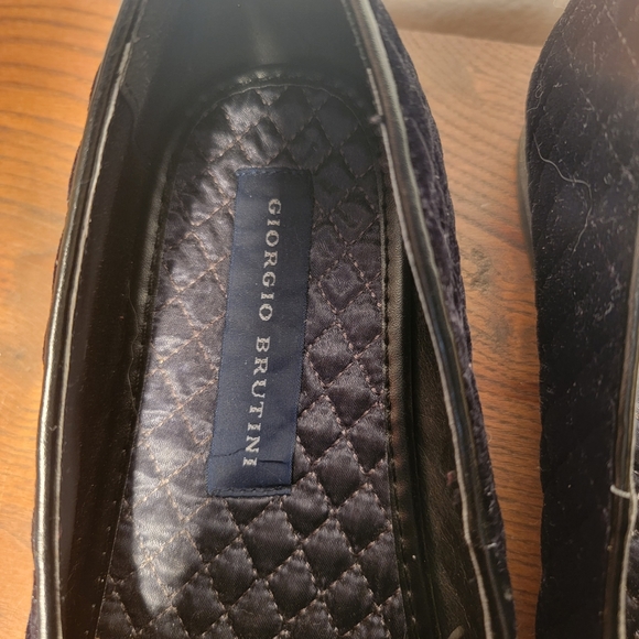 Giorgio Brutini Quilted Black Velvet Loafer 9.5m - Picture 3 of 8